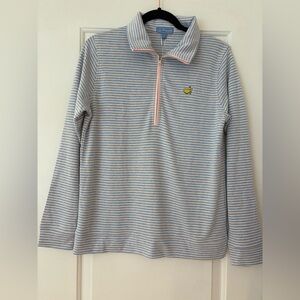 2025 Masters Blue and Pale Pink Striped Pullover